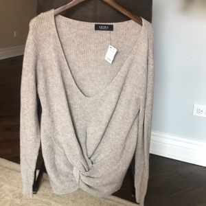 Deep V front knot sweater.